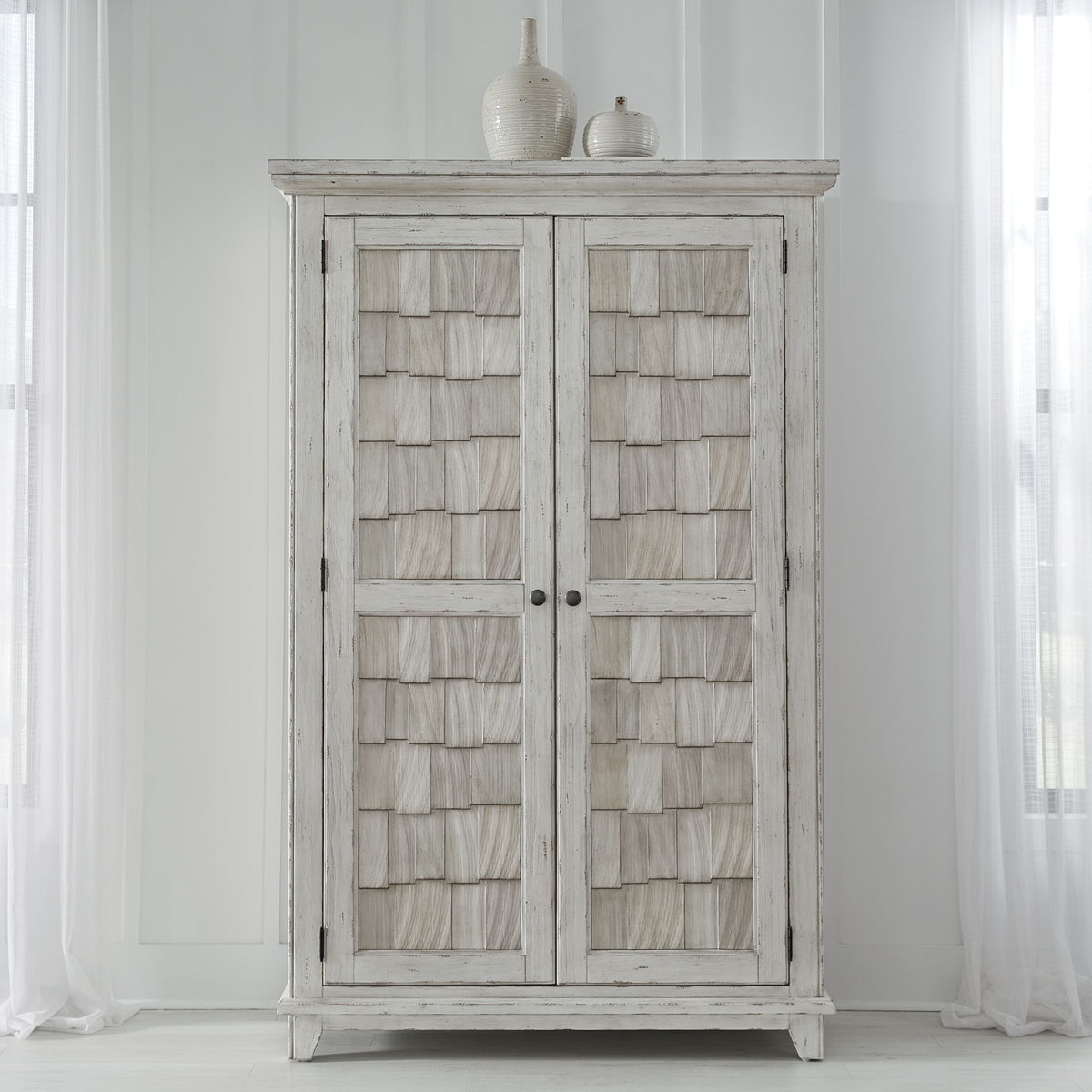 River Place - Armoire - Riverstone White & Tobacco