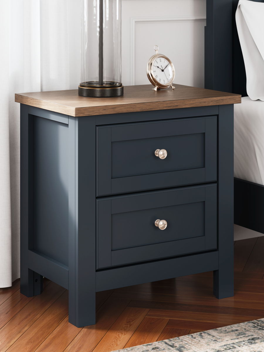 Landocken - Two Drawer Night Stand - Brown / Blue - Image 3