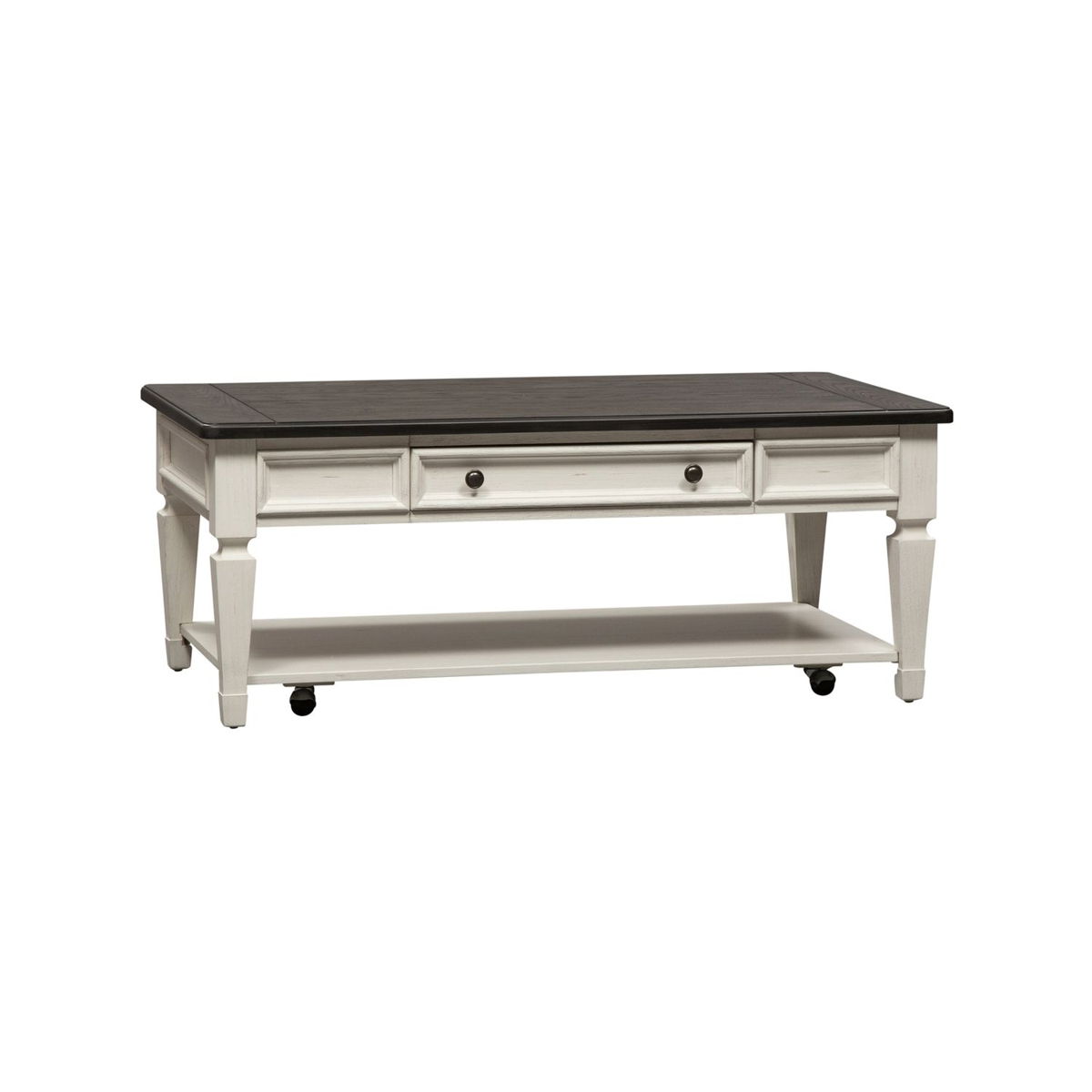 Allyson Park - 3 Piece Table Set - Wirebrushed White / Charcoal - Image 3