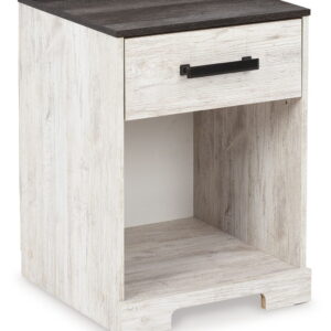 Shawburn - One Drawer Night Stand - Whitewash / Charcoal Gray