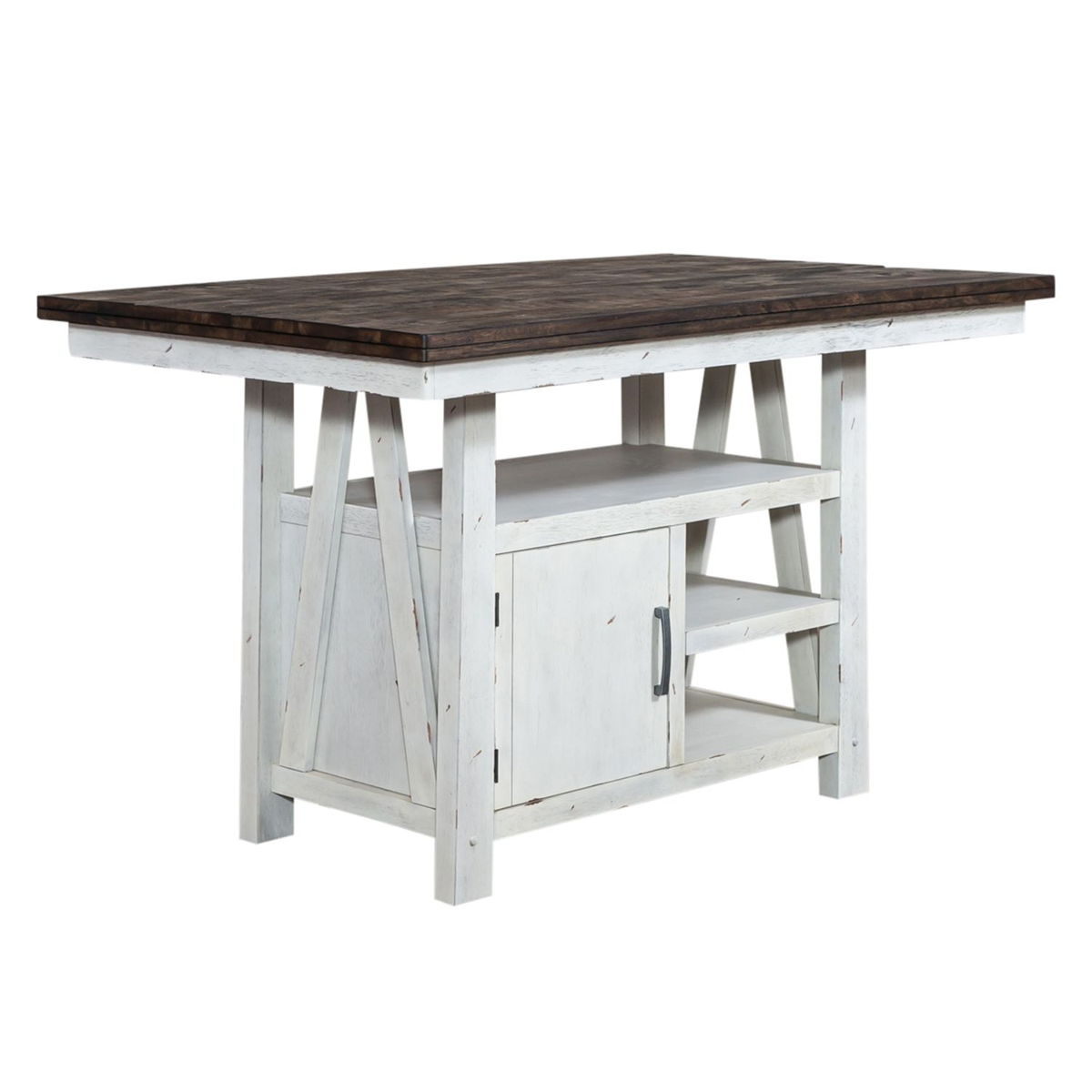 Farmhouse - 5 Piece Gathering Table Set - Two Tone White / Wood Tone - Image 3