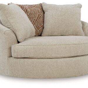 Steelwater Retreat - Oversized Swivel Accent Chair - Latte