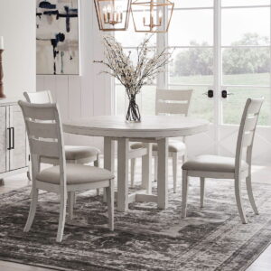 Backroads - 5 Piece Pedestal Table Set - White