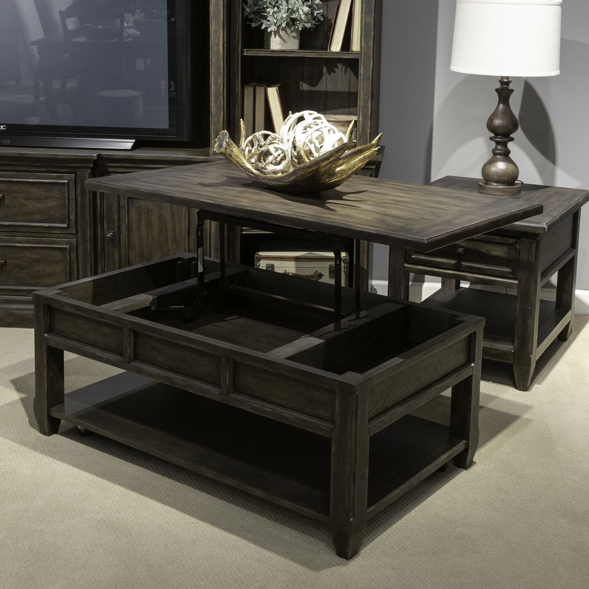 Paradise Valley - Lift Top Cocktail Table - Saddle Brown - Image 4