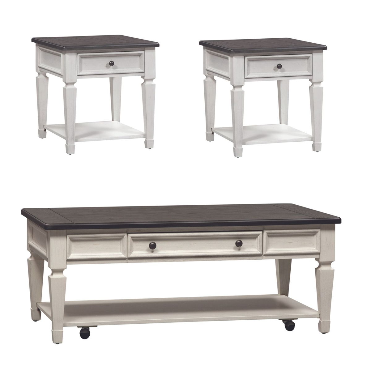 Allyson Park - 3 Piece Table Set - Wirebrushed White / Charcoal - Image 5