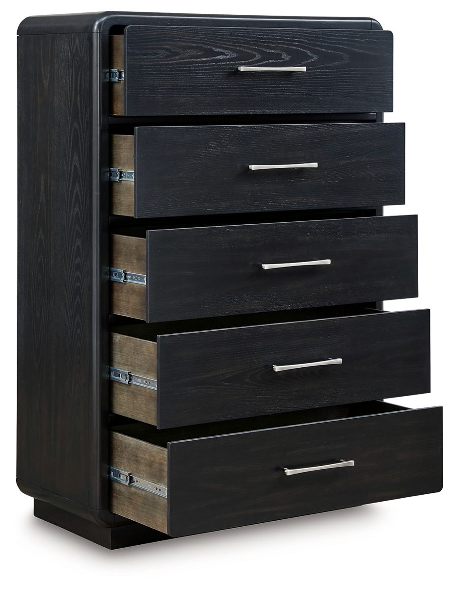 Rowanbeck - Five Drawer Chest - Black - Image 2