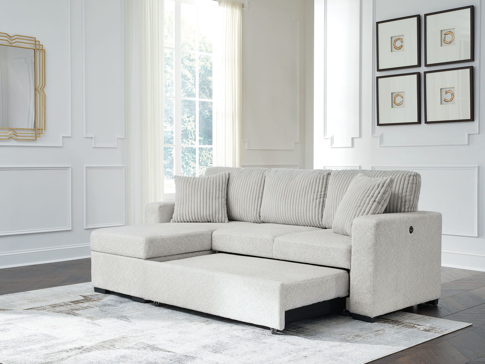 Wohlen - 2-Piece Sectional With Pop Up Sleeper And LAF Corner Chaise - Alloy - Image 2