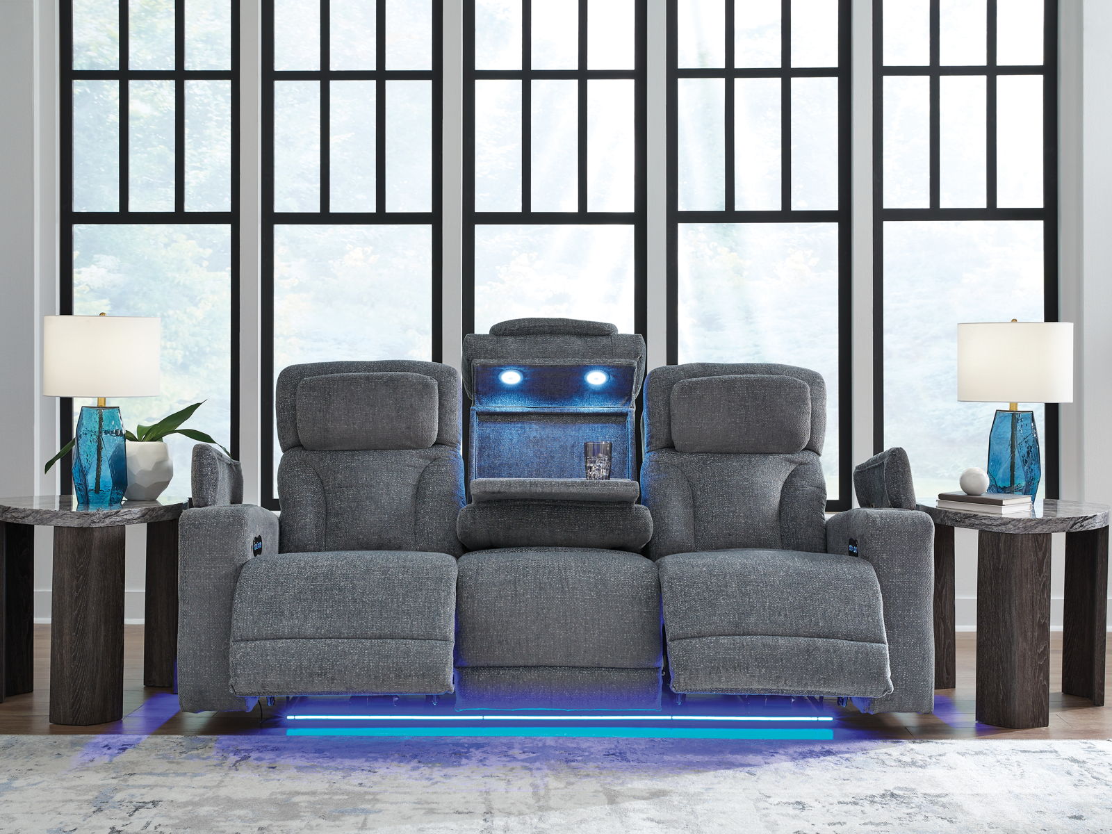 Studio Cave - Power Reclining Sofa - Steel - Image 9