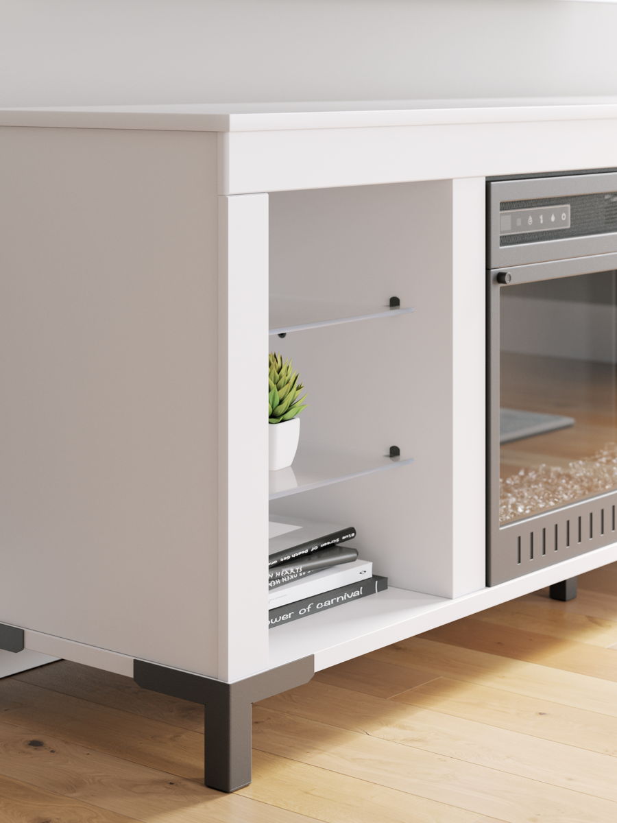 Brollevi - TV Stand With Fireplace - White - Image 8