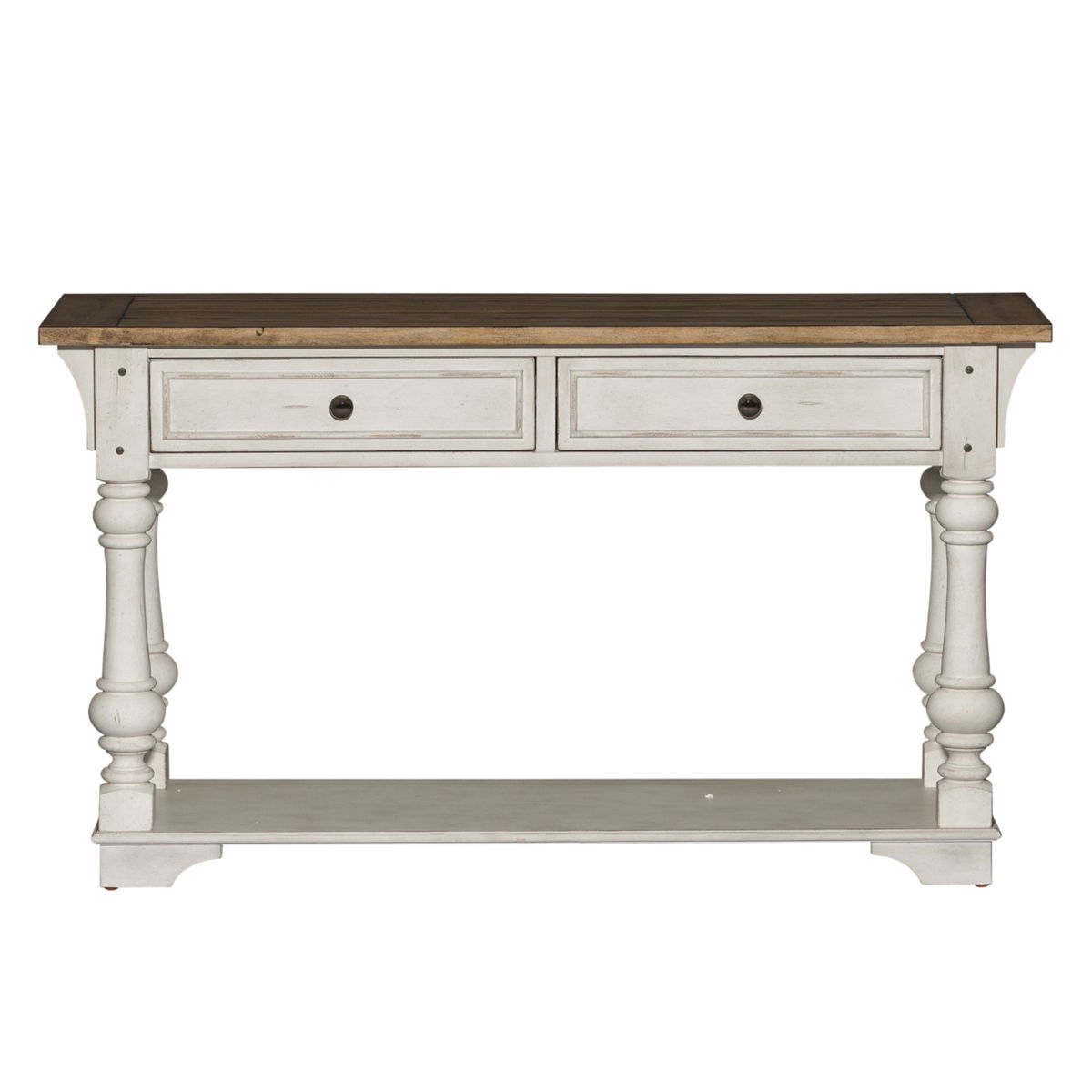 Morgan Creek - Sofa Table - Antique White / Wirebrushed Tobacco Accents