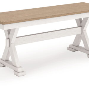 Purlaney - Large Dining Room Bench - Antique White / Natural