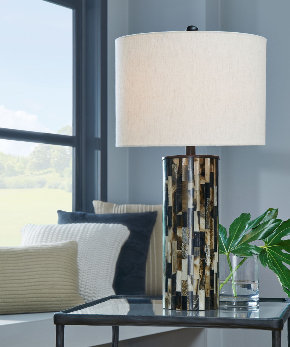 Ellford - Poly Table Lamp - Black / Brown / Cream - Image 5