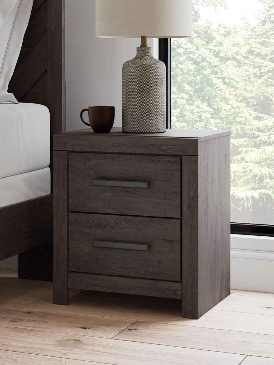 Prendonea - Two Drawer Night Stand - Charcoal - Image 5