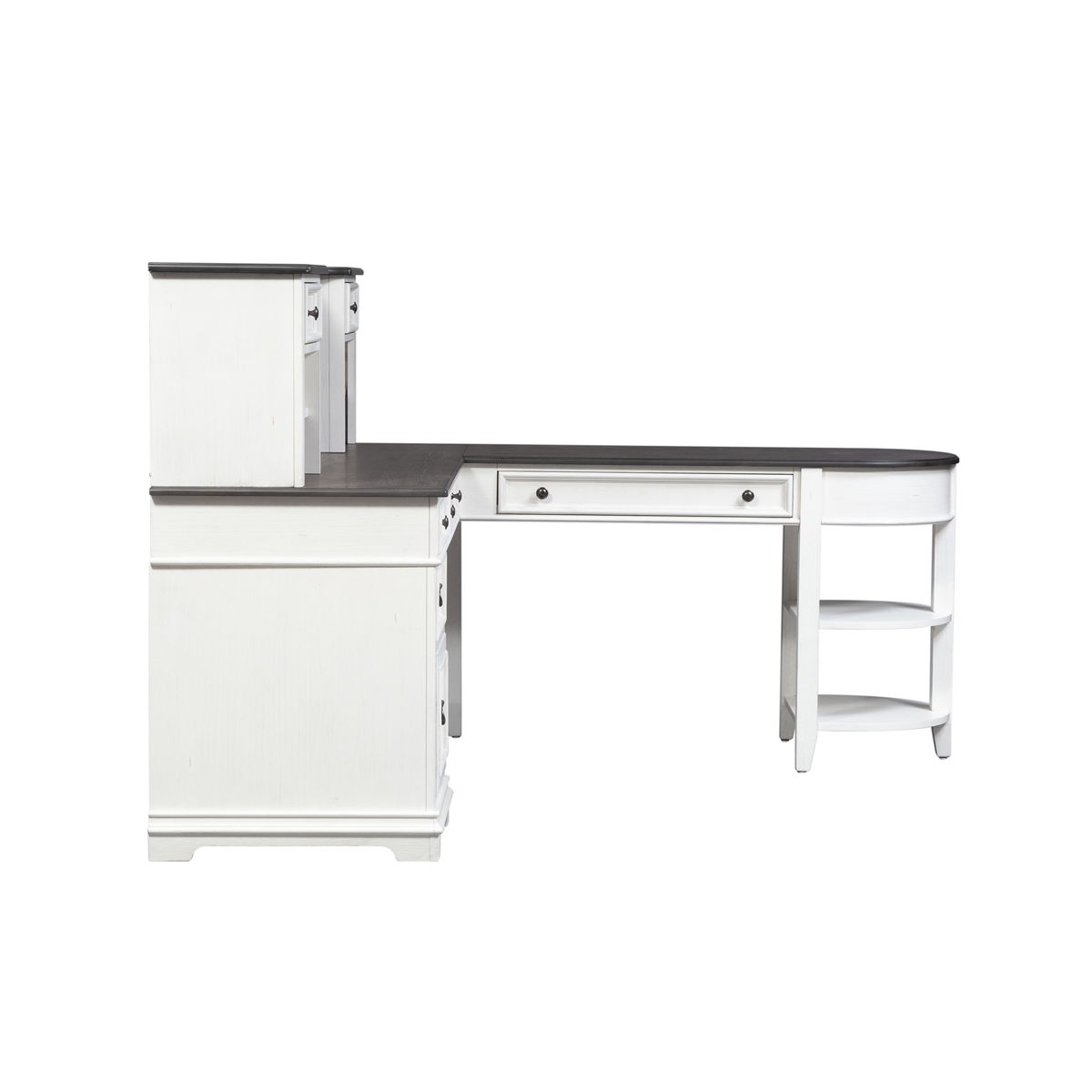Allyson Park - L Shaped Desk With Hutch - Wirebrushed White / Charcoal - Image 4