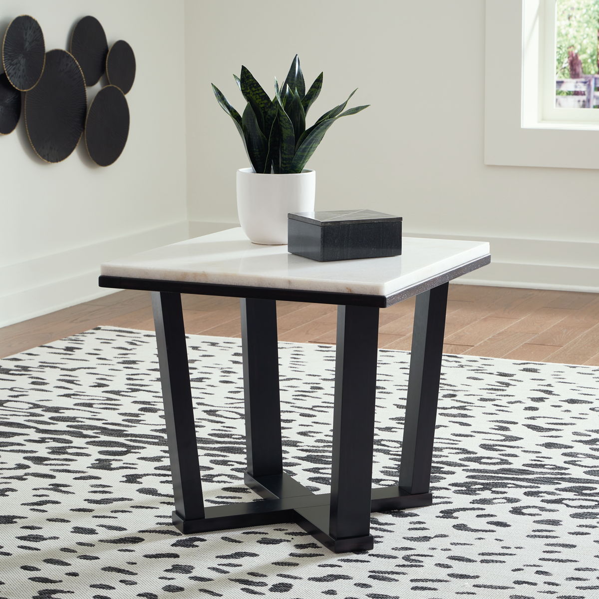 Fostead - Square End Table - White / Espresso - Image 4