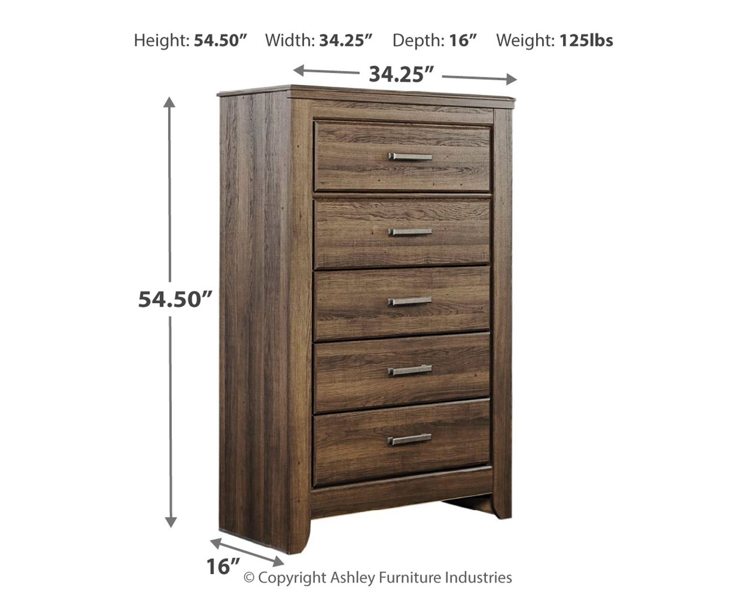 Juararo - Five Drawer Chest - Dark Brown - Image 3