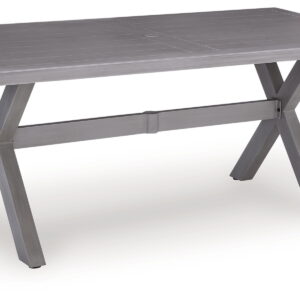 Half Moon Beach - Rectangular Dining Table With Umbrella Option - Gray