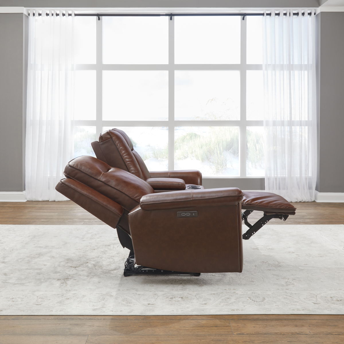 Avery - Loveseat With Console P2 - Cognac - Image 3