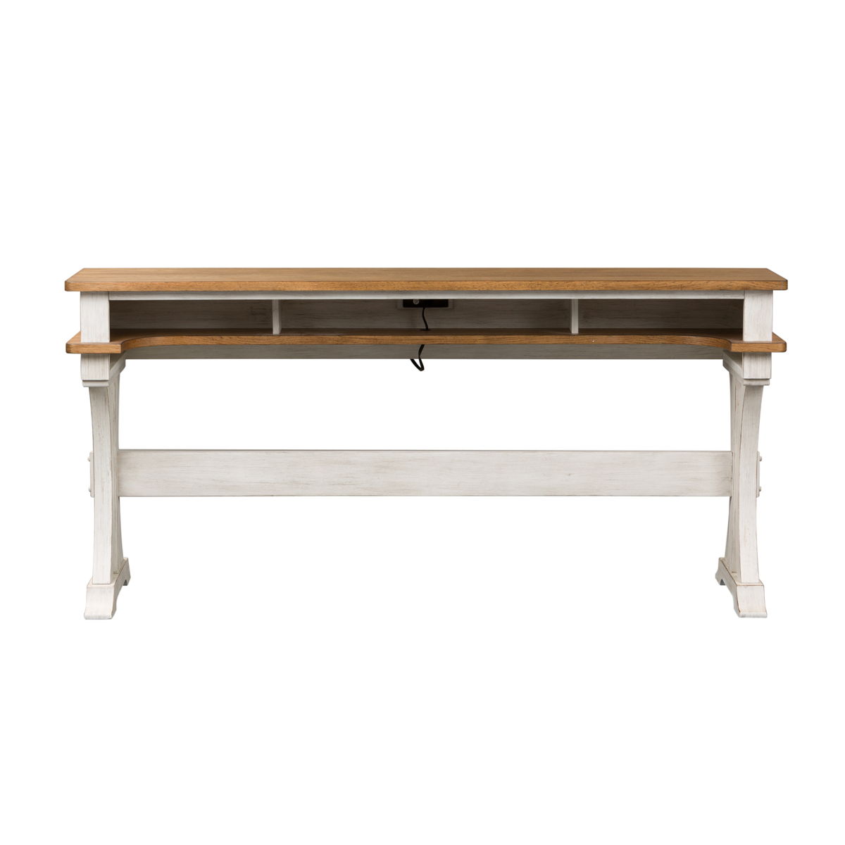Farmhouse Reimagined - Console Bar Table - Antique White / Chestnut Tops - Image 5