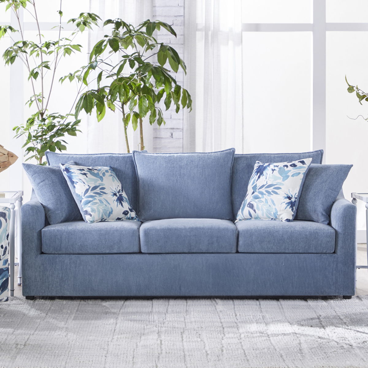 Sylvie - Sofa With 4 Accent Pillows - Slate Blue - Image 6