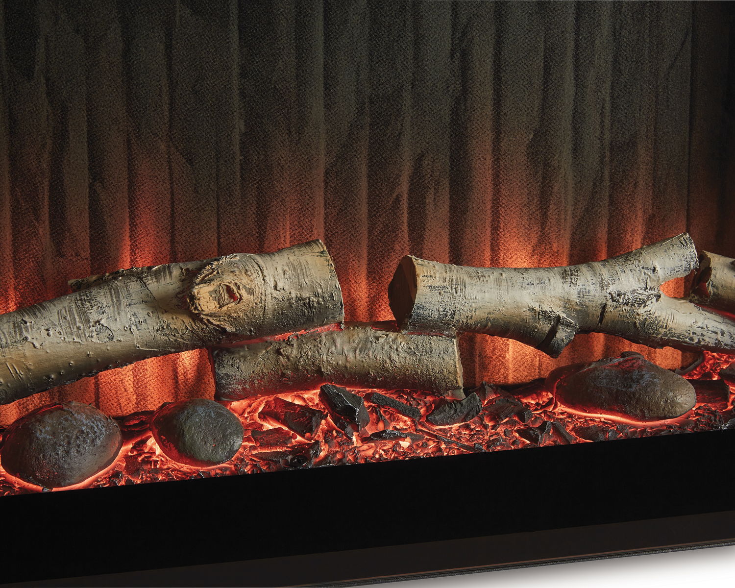 Entertainment Accessories - Fireplace Insert With Faux Birch Log Set - Black - Image 8