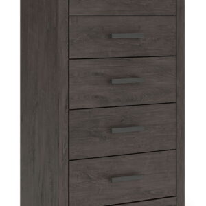 Prendonea - Five Drawer Chest - Charcoal