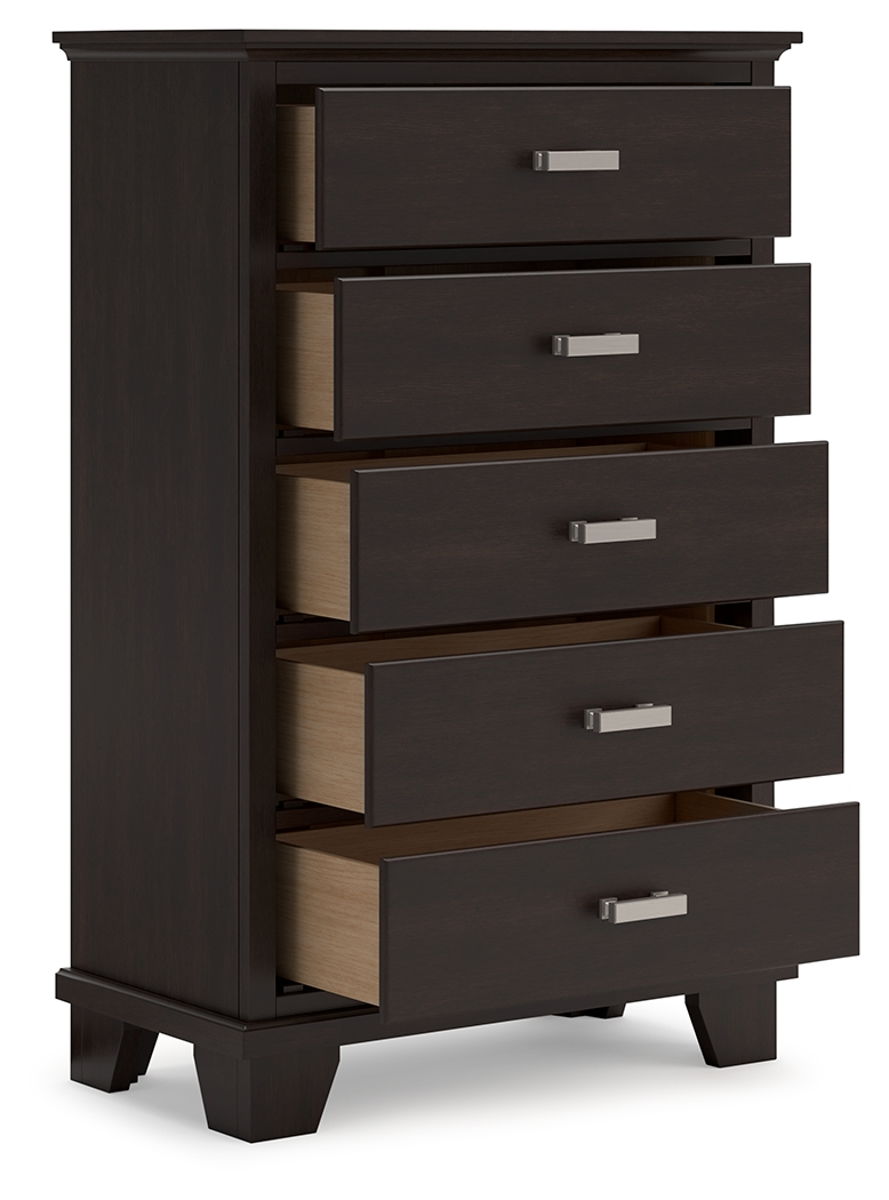 Covetown - Five Drawer Chest - Dark Brown - Image 6