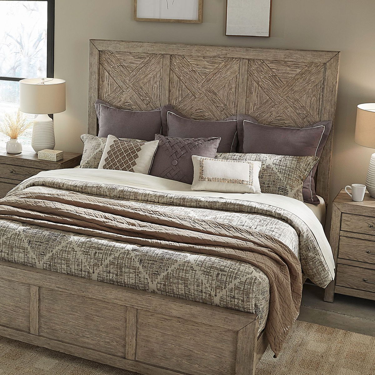 Skyview Lodge - King Panel Bed - Cobblestone - Image 6
