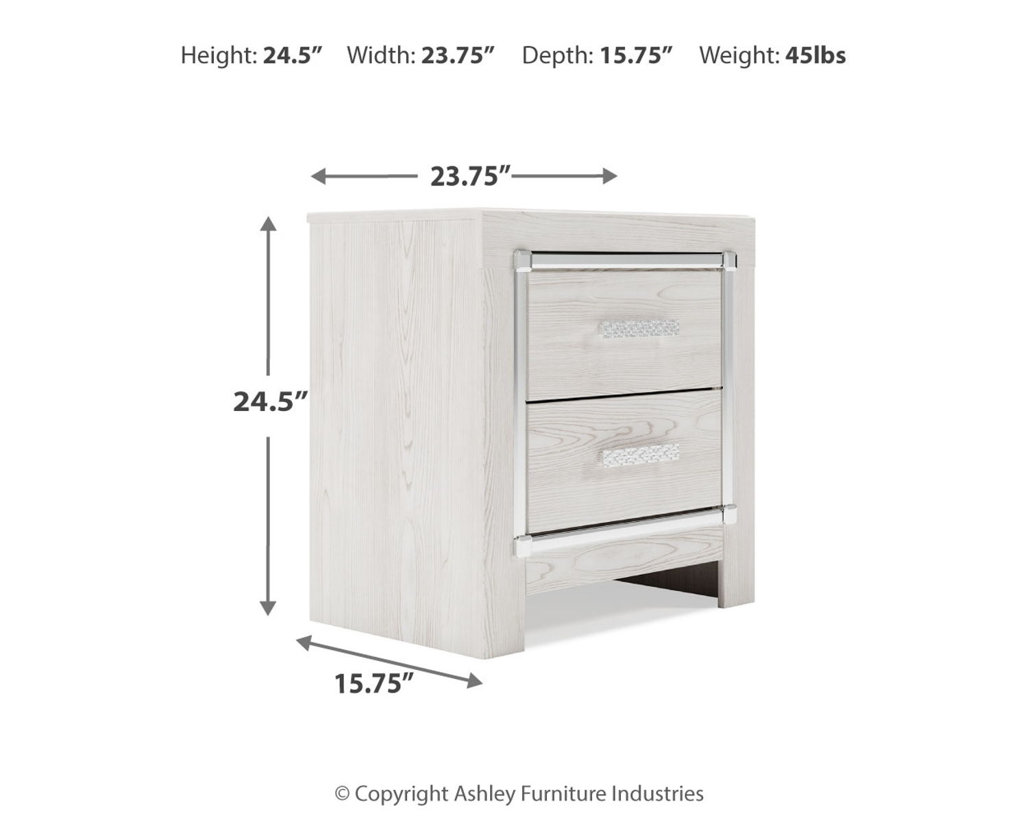 Altyra - Two Drawer Night Stand - White - Image 7