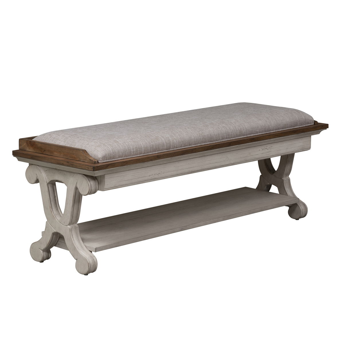 Farmhouse Reimagined - Bed Bench - Antique White / Chestnut Tops - Image 11