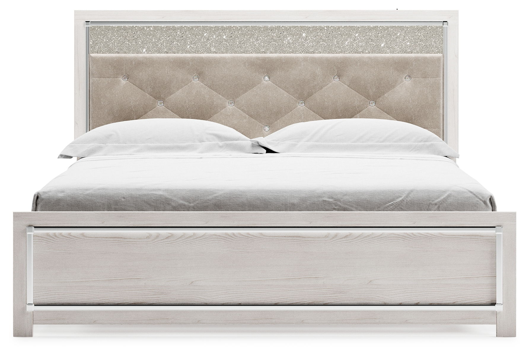 Altyra - King Panel Bed With Upholstered Headboard - White - Image 2