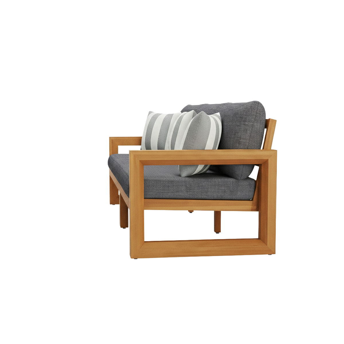 Bristol - Bay Wood Outdoor Sofa With Cushions - Natural / Brown / Gray - Image 5