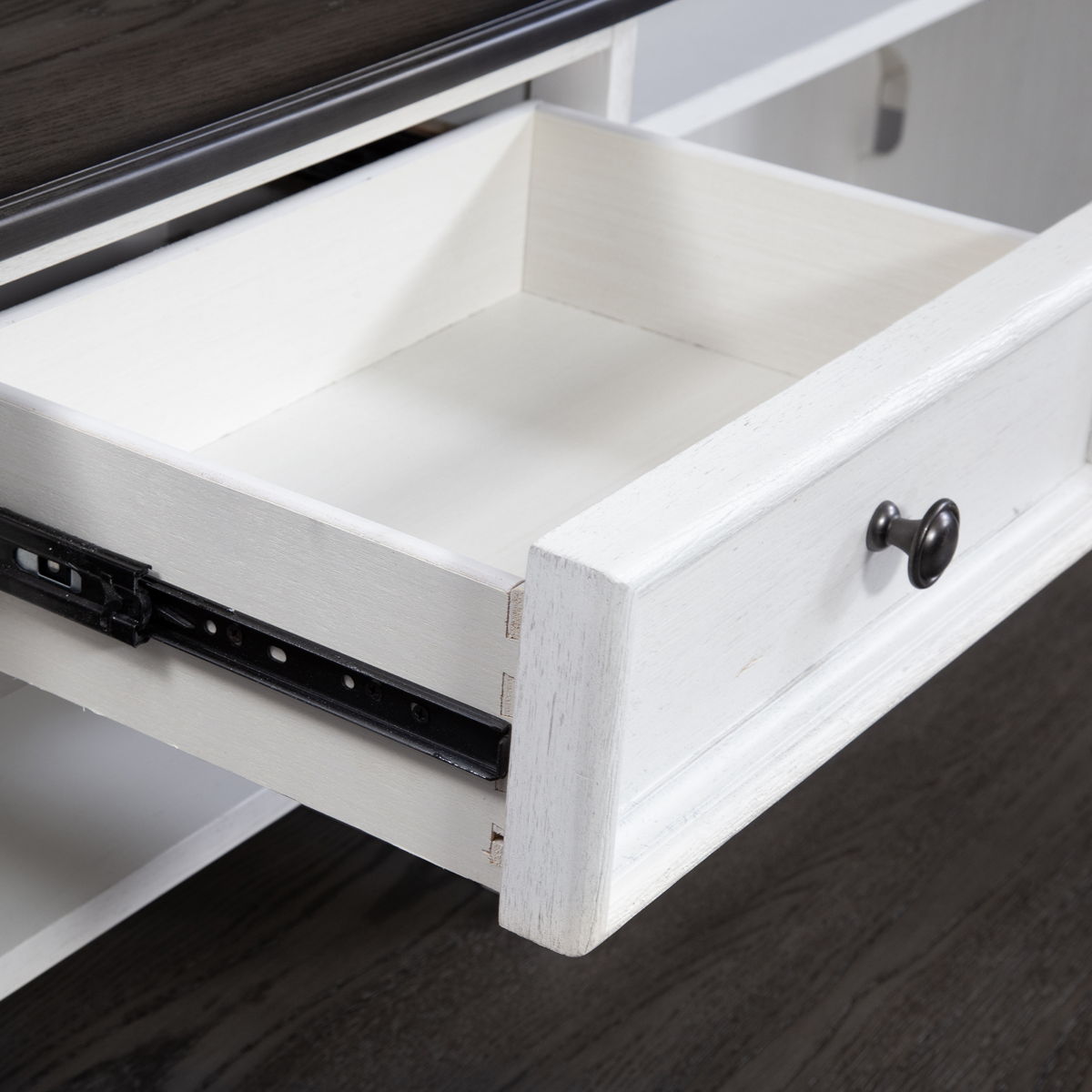 Allyson Park - L Shaped Desk With Hutch - Wirebrushed White / Charcoal - Image 7