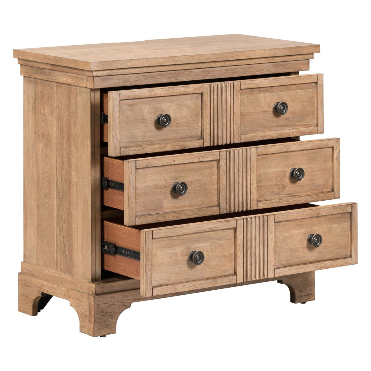 Haven Hills - Bedside Chest With Charging Station - Camel Beige - Image 4