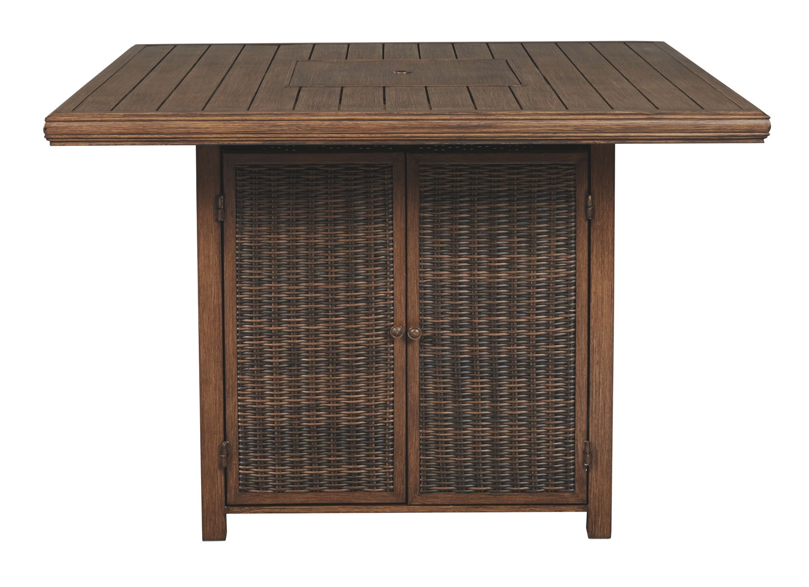 Paradise Trail - Square Bar Table w/Fire Pit - Medium Brown - Image 2