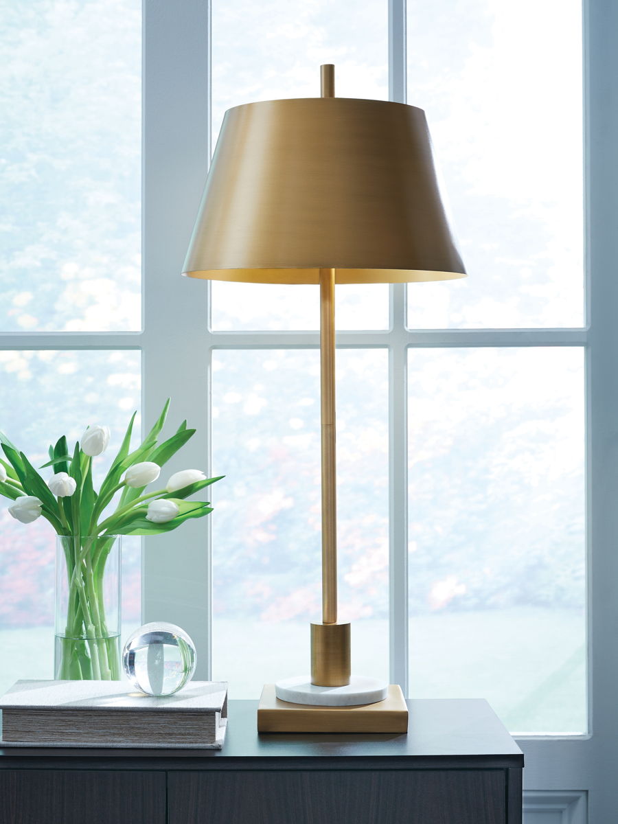 Fritzburn - Metal Table Lamp - Gold Finish / White - Image 3