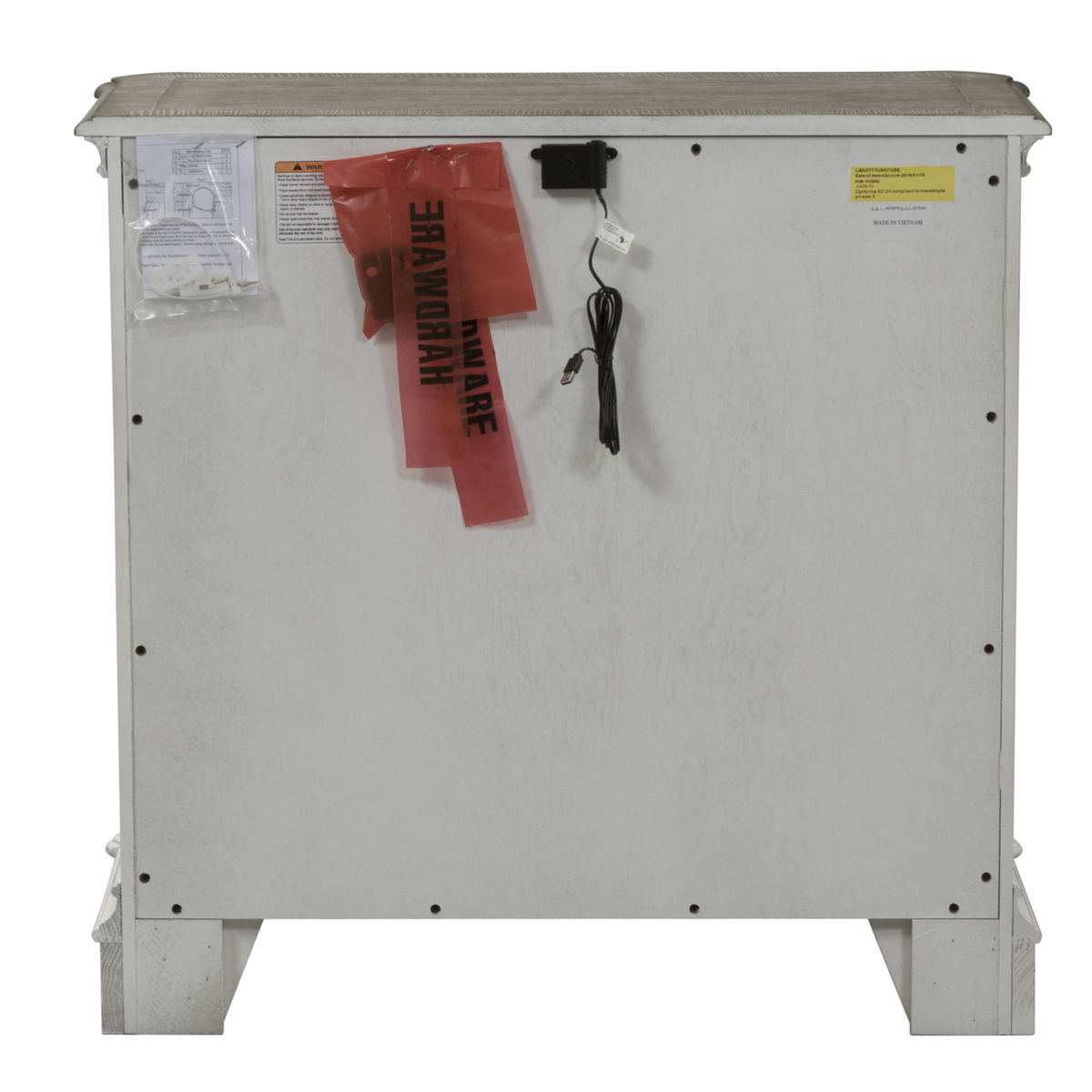 Magnolia Manor - 3 Drawer Bedside Chest With Charging Station - White - Image 3