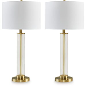 Orenman - Glass Table Lamp (Set of 2) - Clear / Brass Finish