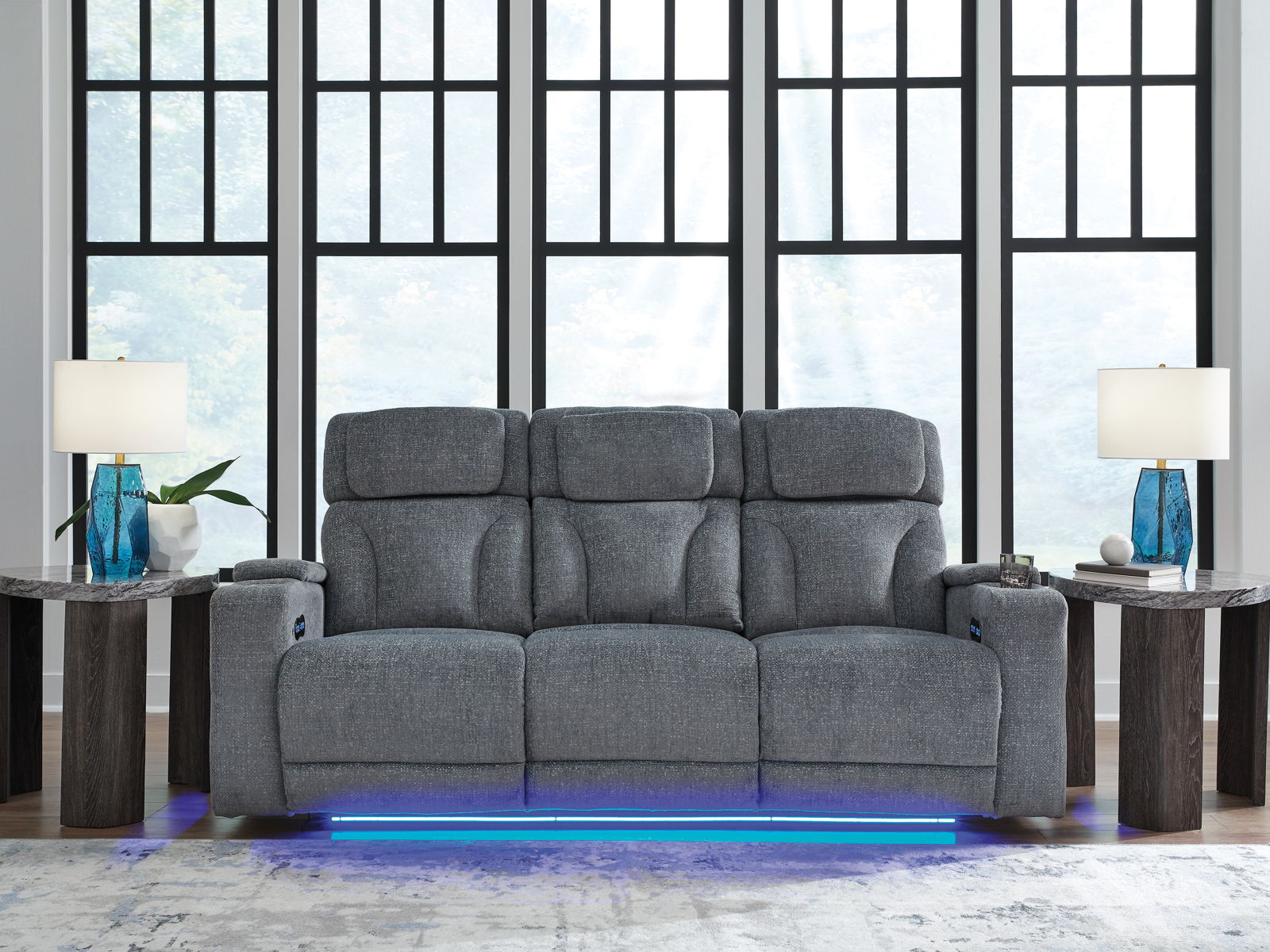 Studio Cave - Power Reclining Sofa - Steel - Image 10
