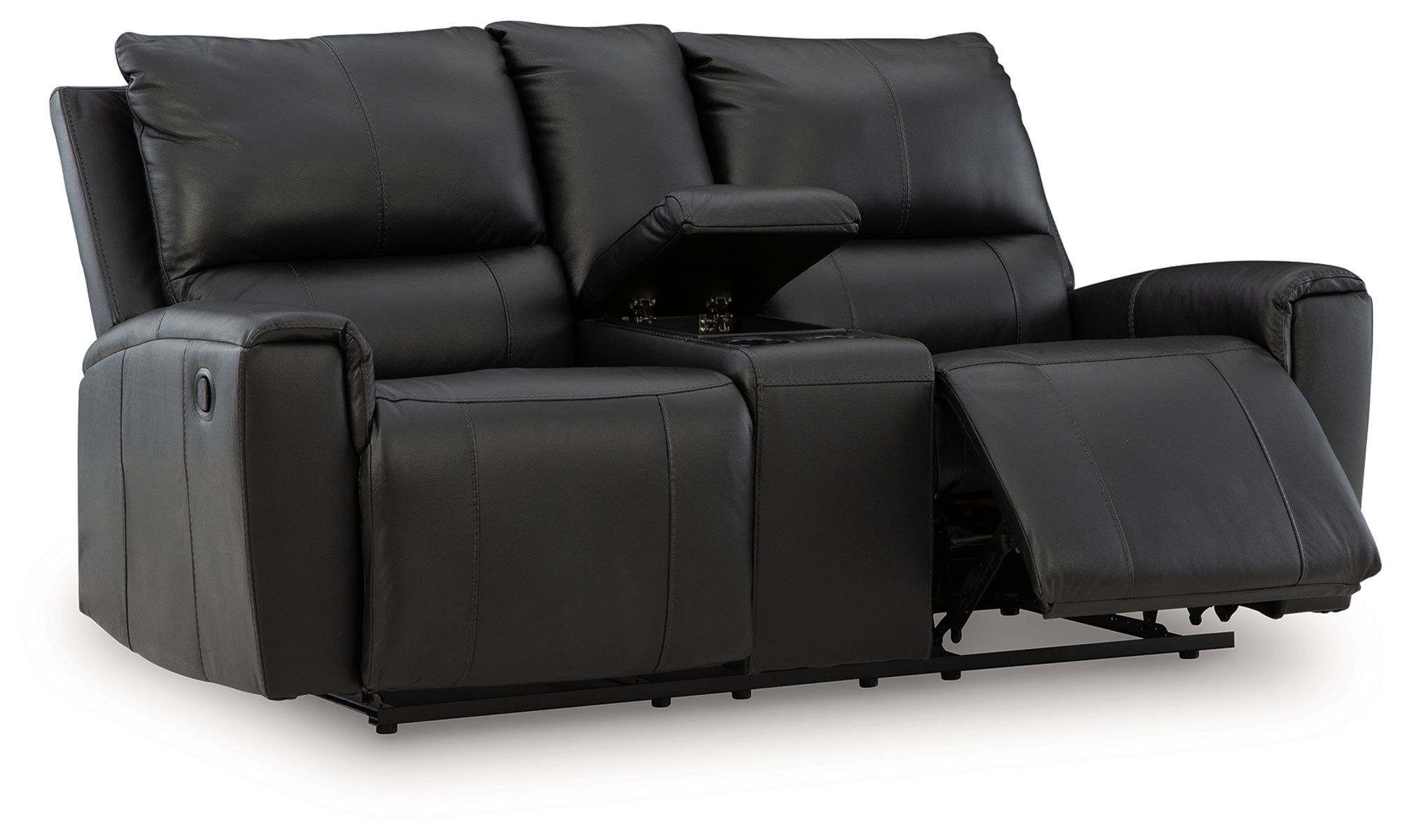 Glossmore - Reclining Loveseat With Console - Black - Image 8