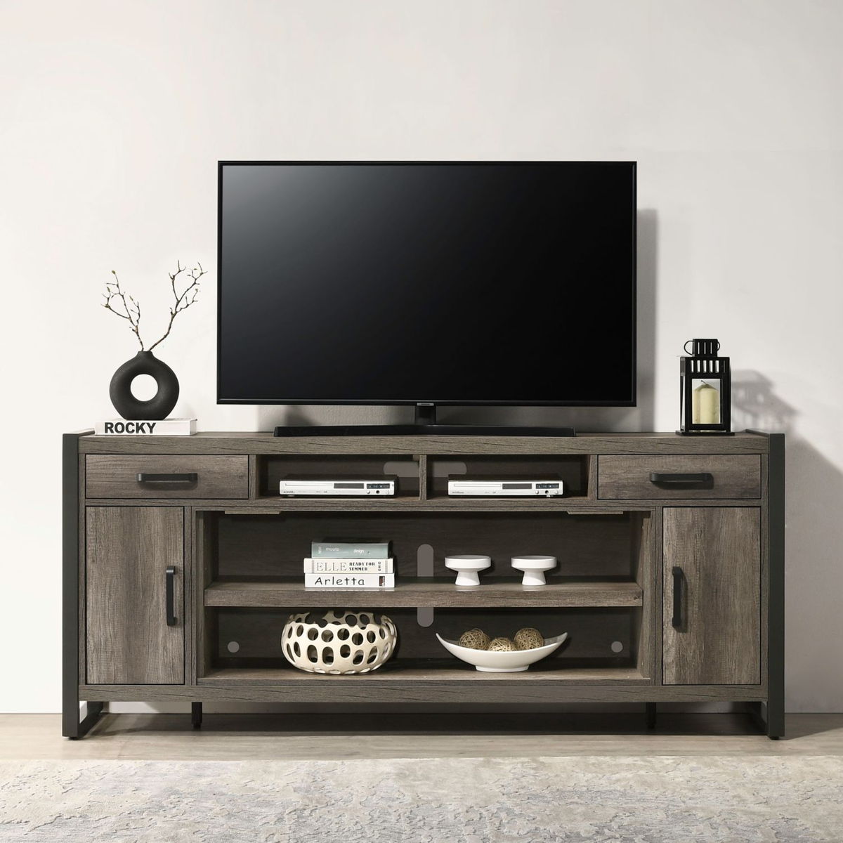 Fireplace TV Consoles - 686 78" Console With Fire FTS - Brown - Image 3