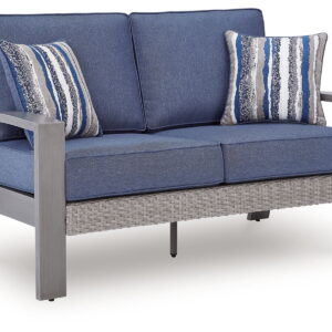 Half Moon Beach - Loveseat With Cushion - Blue / Gray