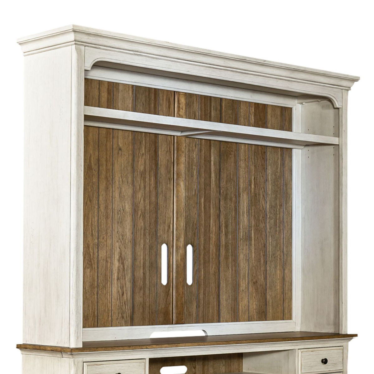Farmhouse Reimagined - Entertainment Hutch - Antique White / Chestnut Tops - Image 5