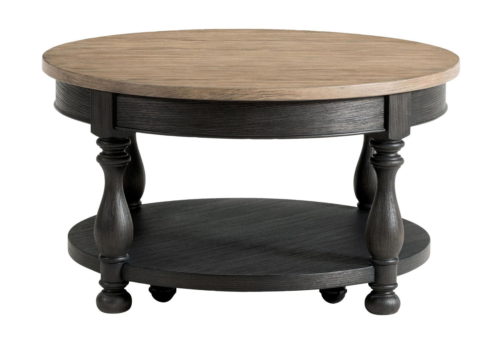 Barrington - 2 Tone Round Coffee Table - Antique Oak / Matte Black