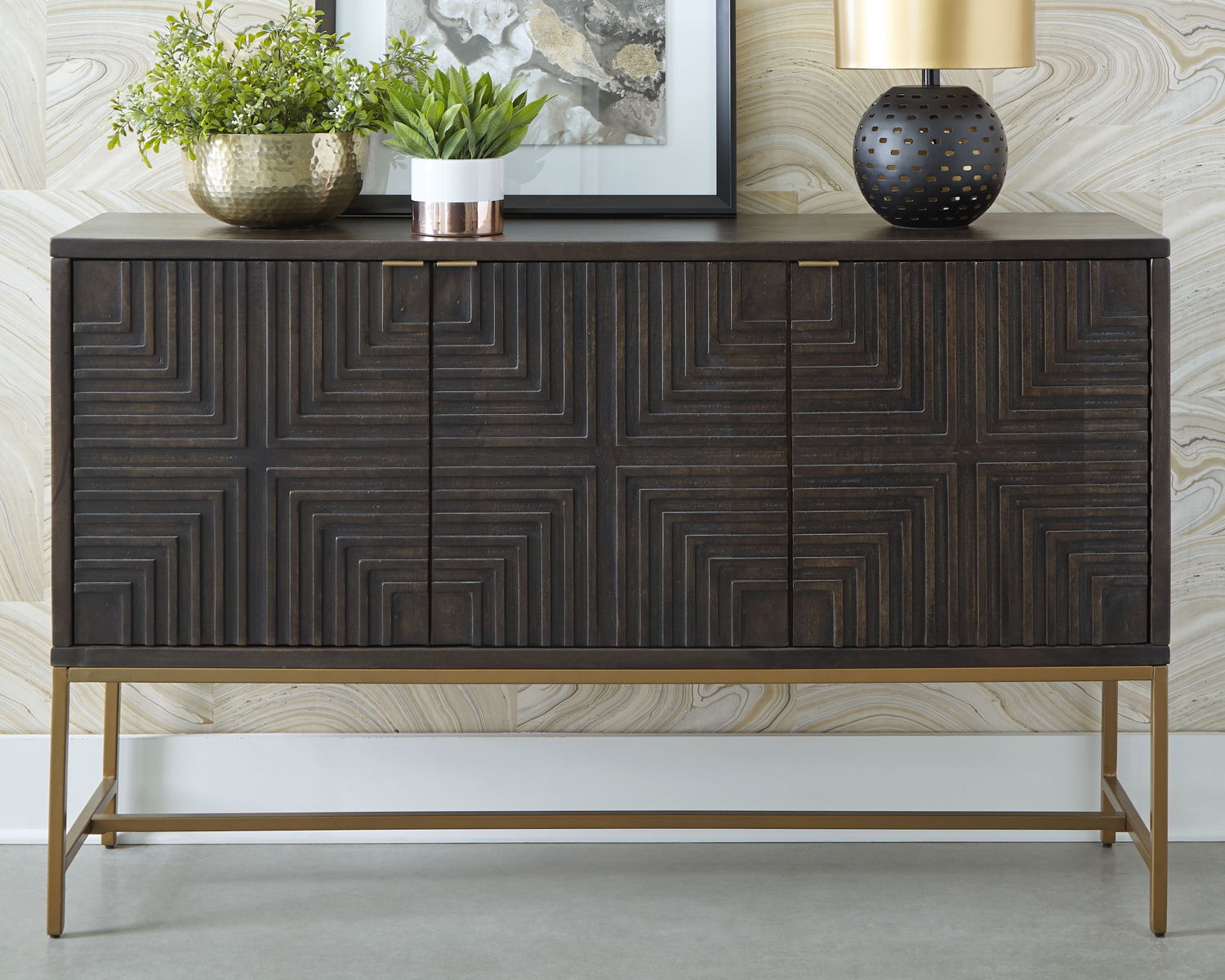Elinmore - Accent Cabinet - Brown / Gold Finish - Image 5