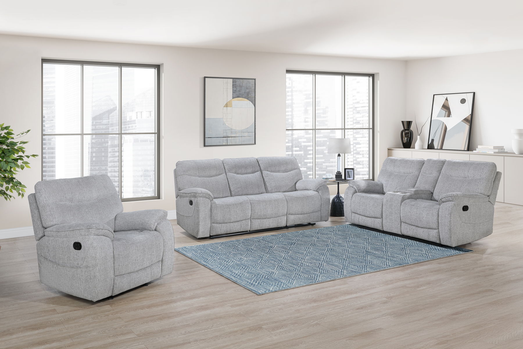 Chablis - Glider Recliner With Heat And Massage - Mist Gray - Image 7