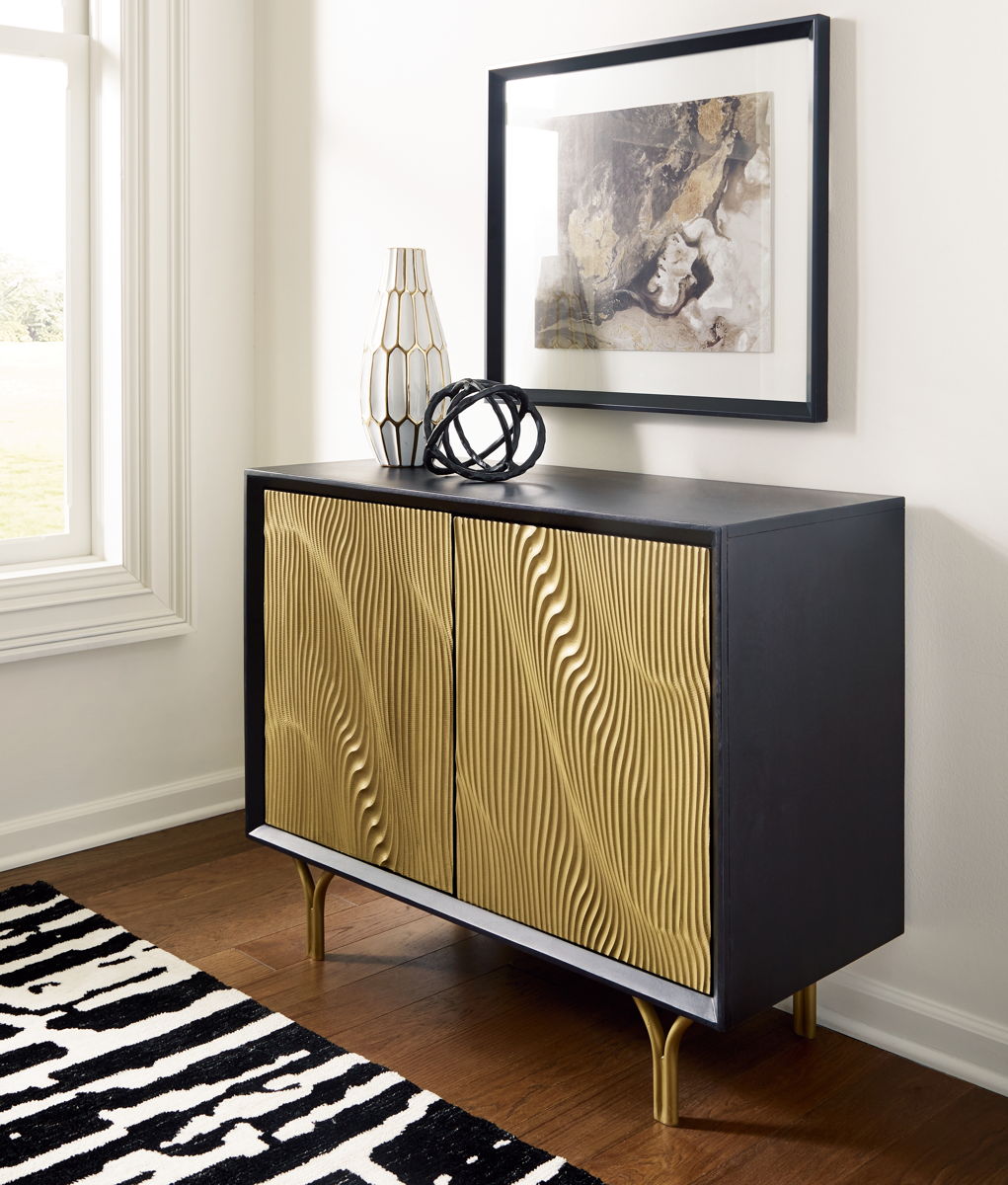 Tayner - Accent Cabinet - Black / Gold Finish - Image 7