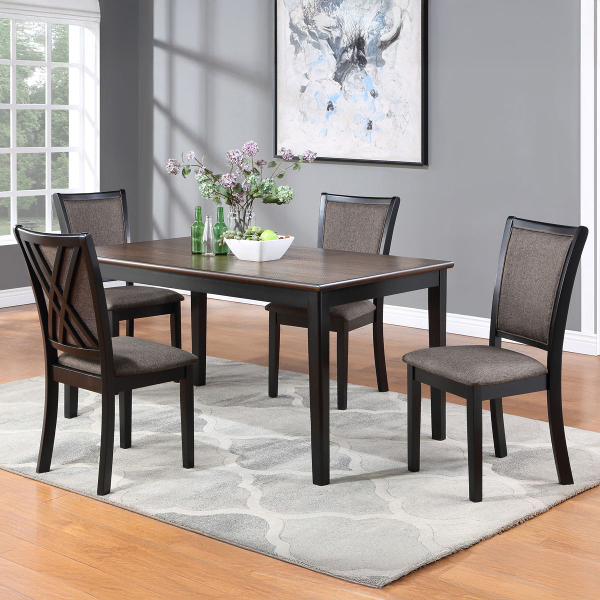Potomac - 5 Piece Rectangle Dining Set (Table & 4 Chairs) - Brown / Black - Image 6