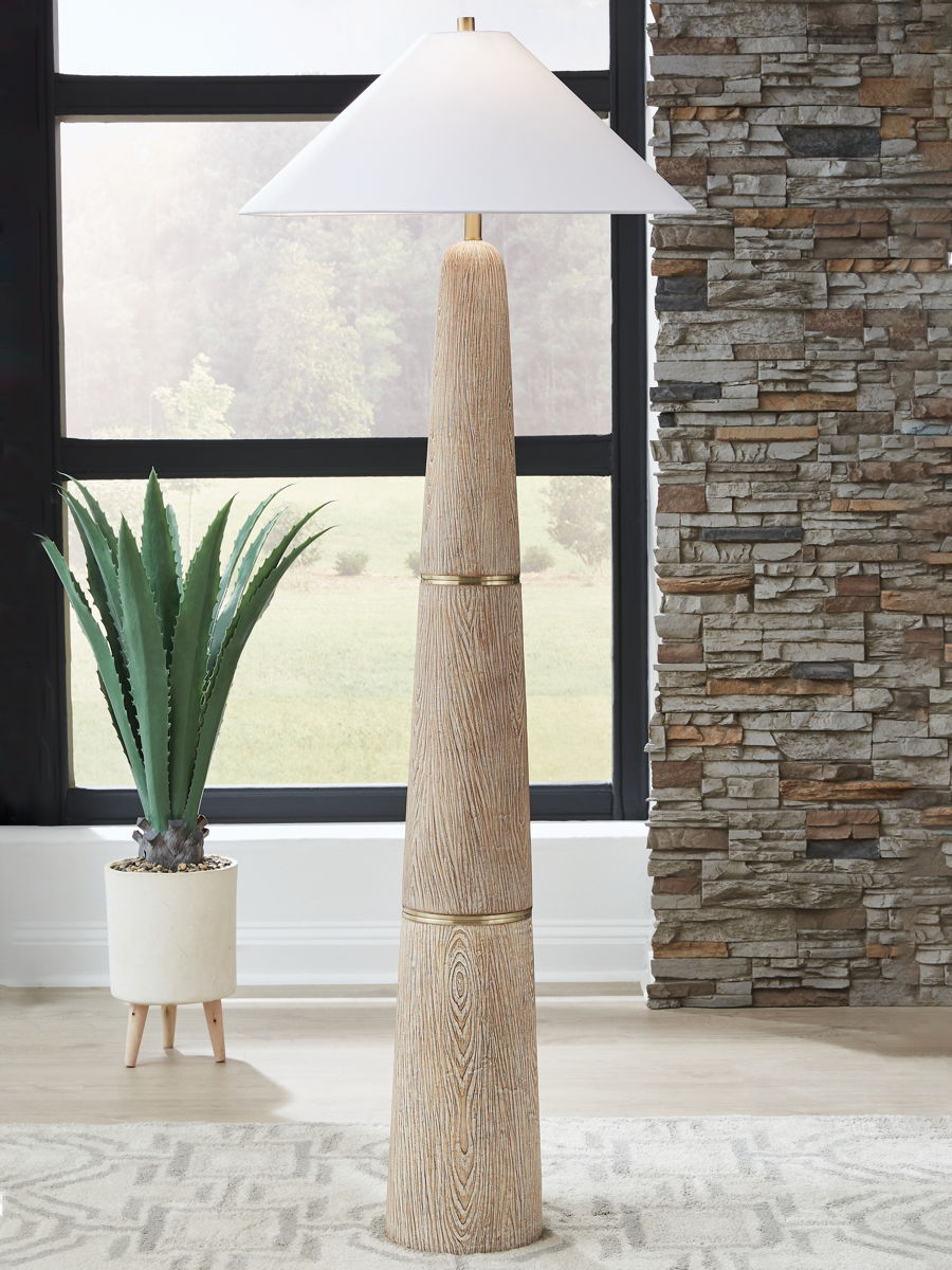 Gasparleigh - Poly Floor Lamp - Brown / Gold Finish - Image 3