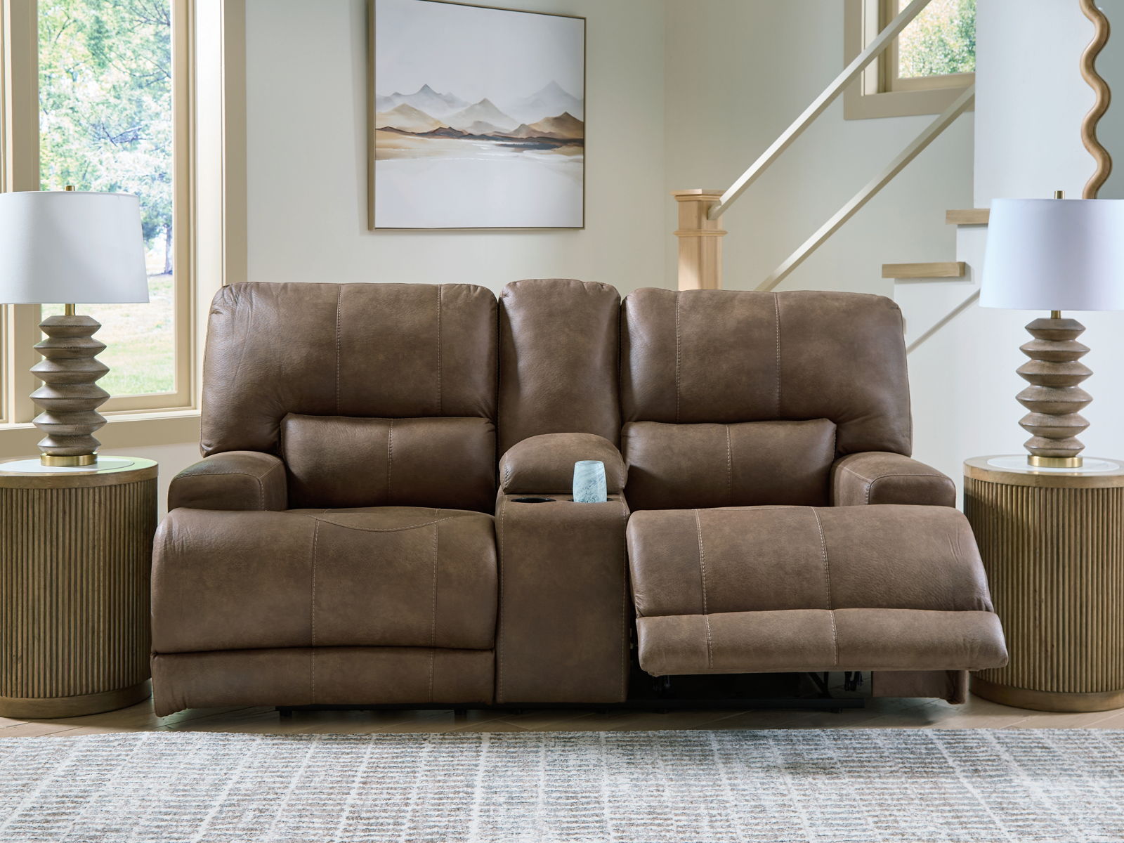 Beckley Place - Power Reclining Loveseat With Console / Adjustable Headrest - Earth - Image 4